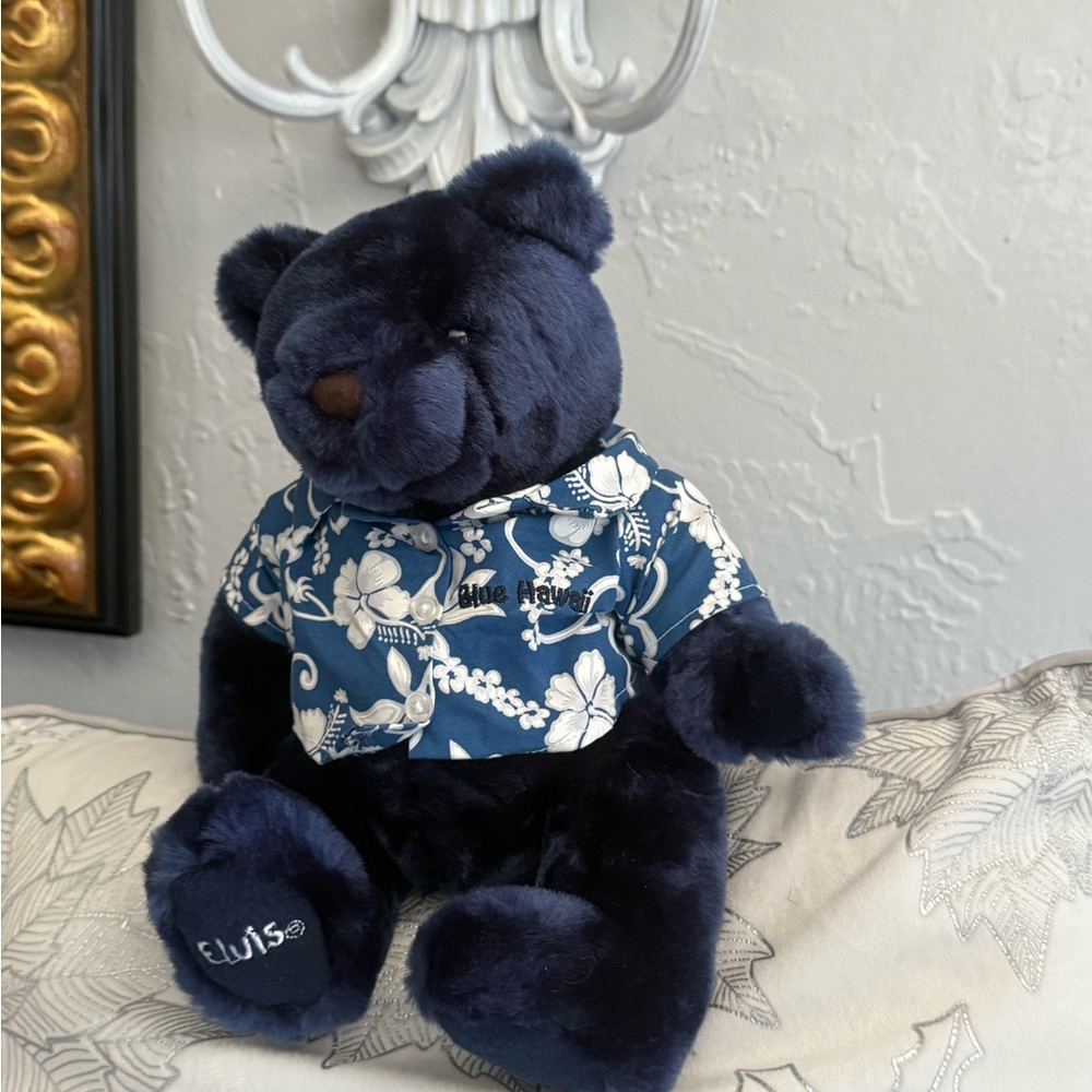 Elvis Presley Retro Navy Blue Plush Bear with Hawaii Shirt